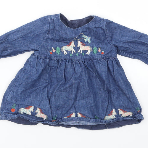 M&S Girls Blue   Fit & Flare  Size 0-3 Months