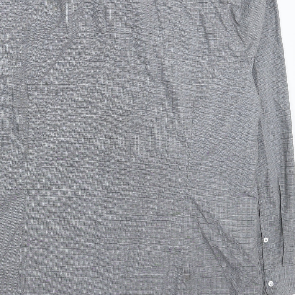 F&F Mens Grey Check   Dress Shirt Size 18