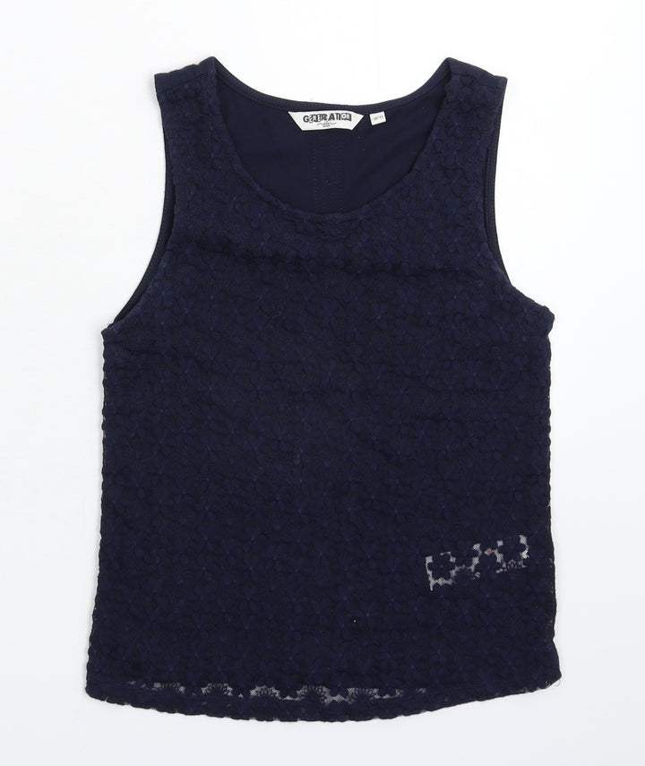 New Look Girls Blue Floral  Basic Tank Size 10-11 Years