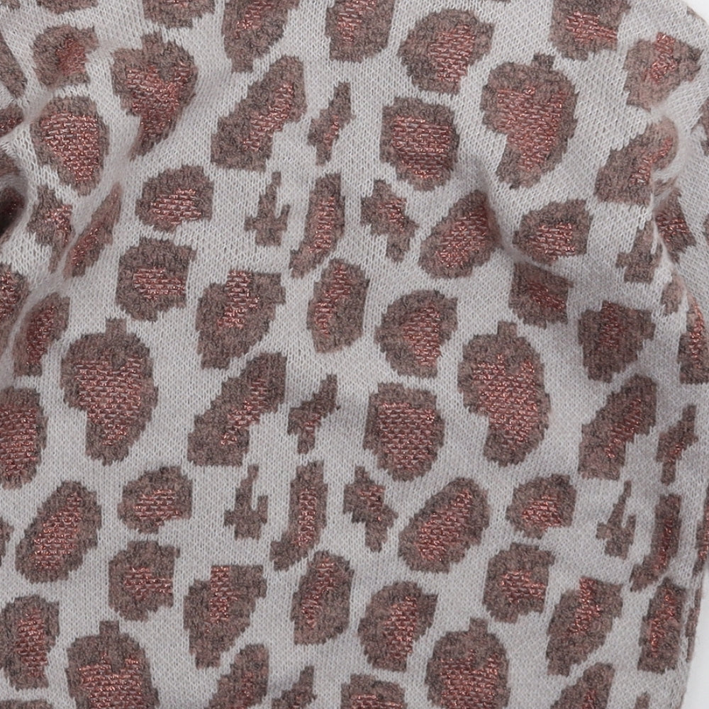George Girls Grey Animal Print Knit Cardigan Jumper Size 7-8 Years