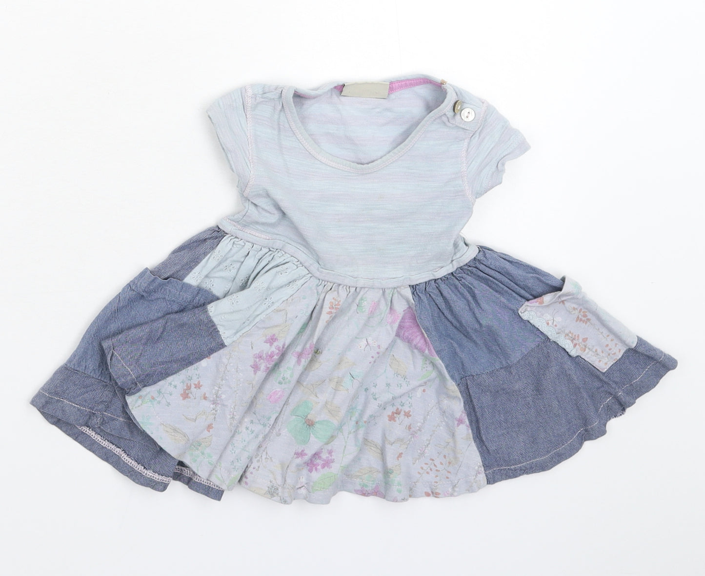 NEXT Girls Grey Floral  Fit & Flare  Size 6-9 Months