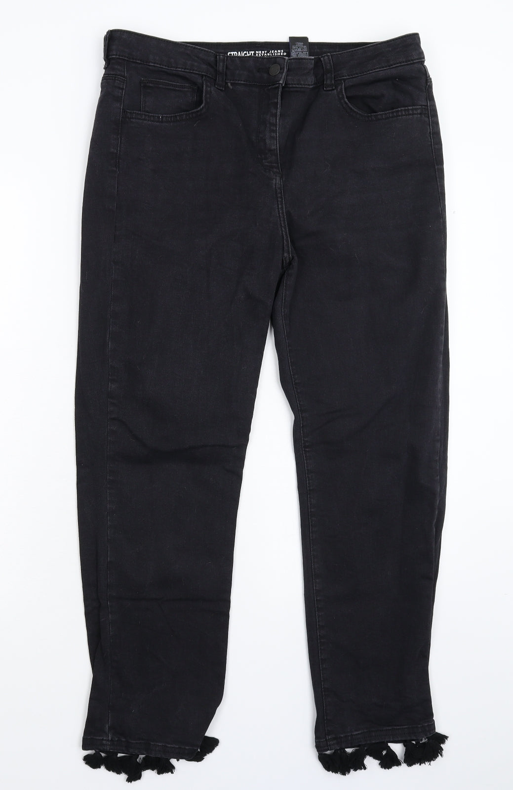 NEXT Womens Black  Denim Straight Jeans Size 16 L25 in