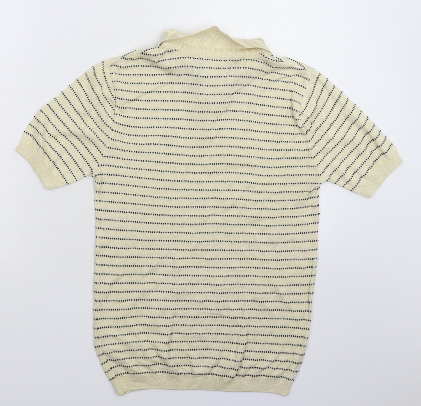 Topman Mens White Striped Knit  Polo Size XS