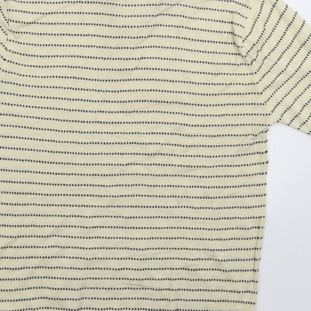 Topman Mens White Striped Knit  Polo Size XS