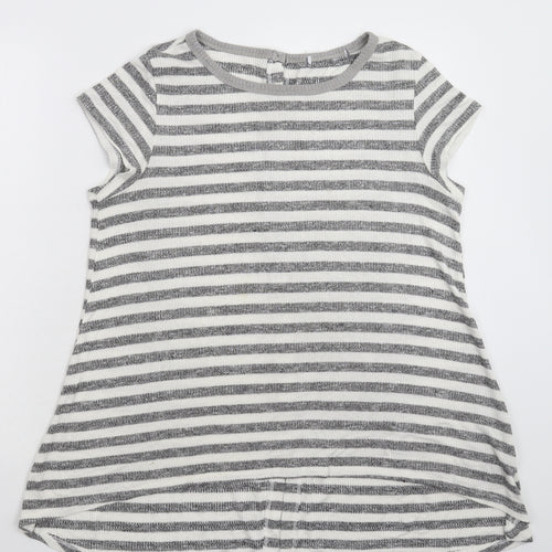 Preworn Womens Grey Striped Knit Pullover Jumper Size M
