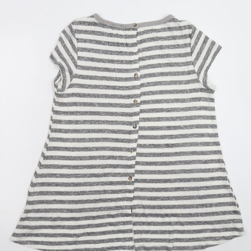 Preworn Womens Grey Striped Knit Pullover Jumper Size M