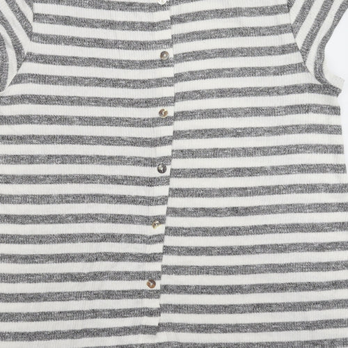 Preworn Womens Grey Striped Knit Pullover Jumper Size M