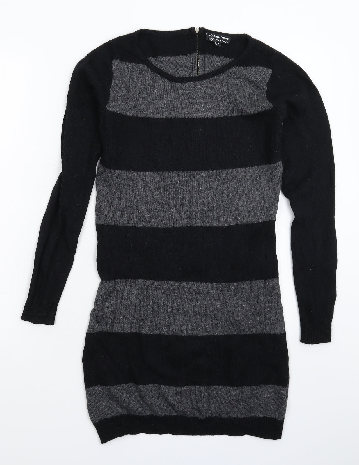 Warehouse Womens Multicoloured Striped Knit Jumper Dress  Size 10