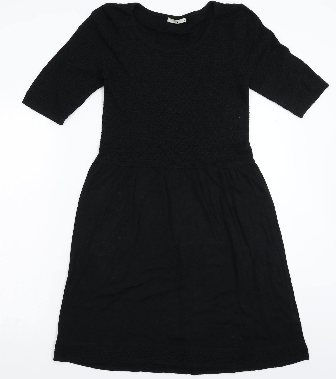 TU Womens Black  Knit Jumper Dress  Size 12
