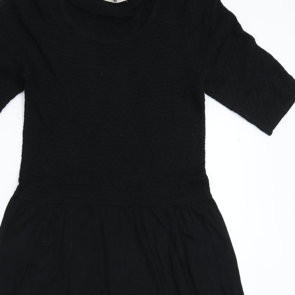 TU Womens Black  Knit Jumper Dress  Size 12