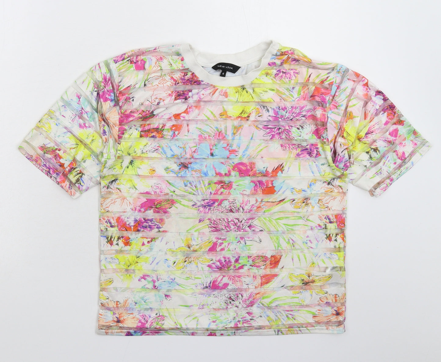 New Look Womens Multicoloured Floral  Basic T-Shirt Size 6