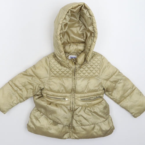 Mayoral Girls Gold   Puffer Jacket Coat Size 36 Months