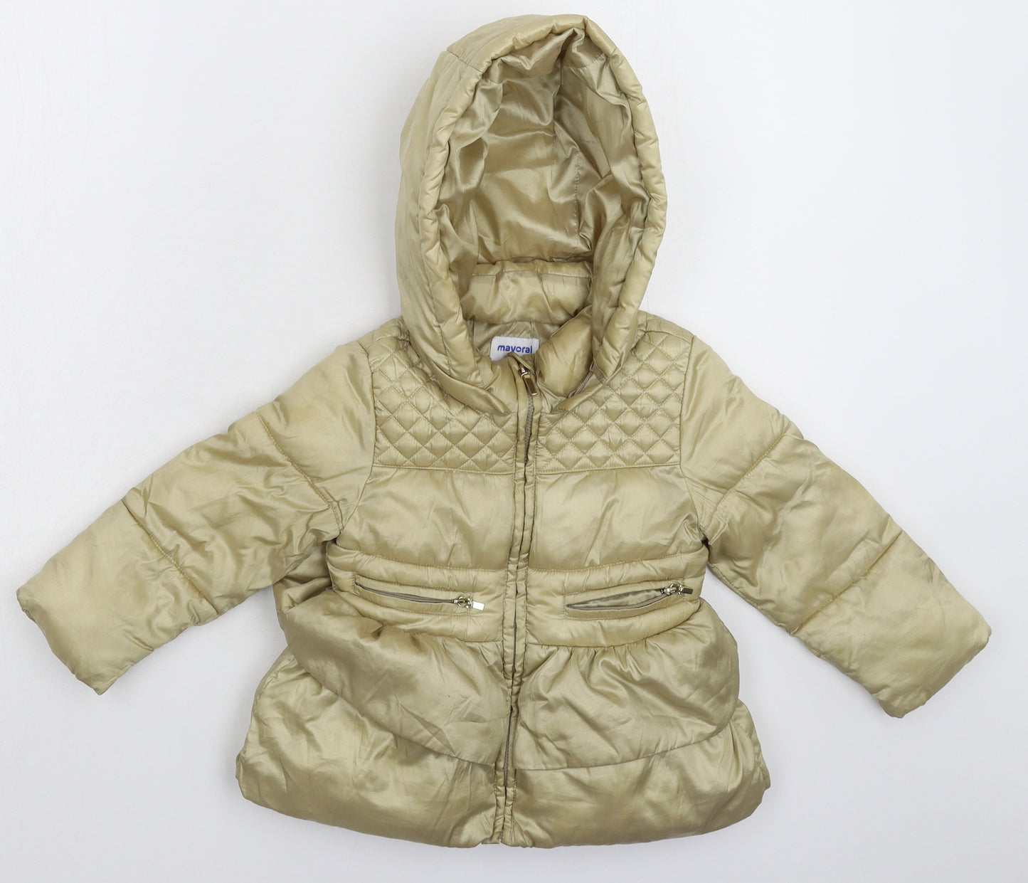 Mayoral Girls Gold   Puffer Jacket Coat Size 36 Months