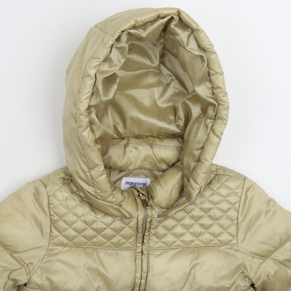 Mayoral Girls Gold   Puffer Jacket Coat Size 36 Months