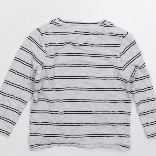 Marks and Spencer Boys Grey Striped  Basic T-Shirt Size 2-3 Years