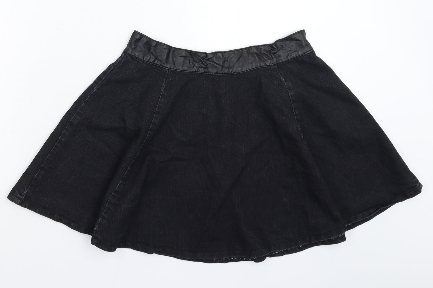 Denim & Co. Womens Black  Denim Flare Skirt Size 12