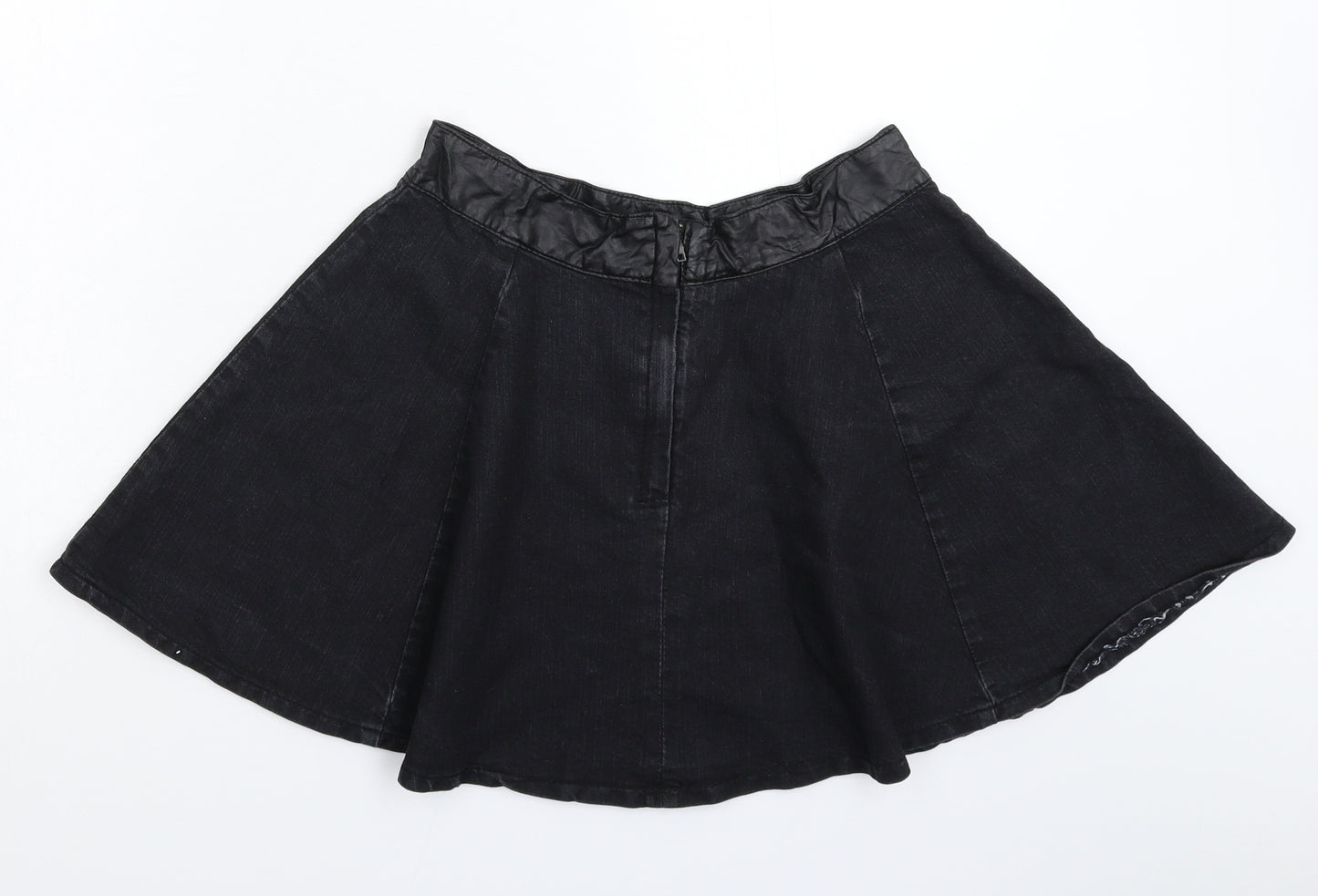 Denim & Co. Womens Black  Denim Flare Skirt Size 12