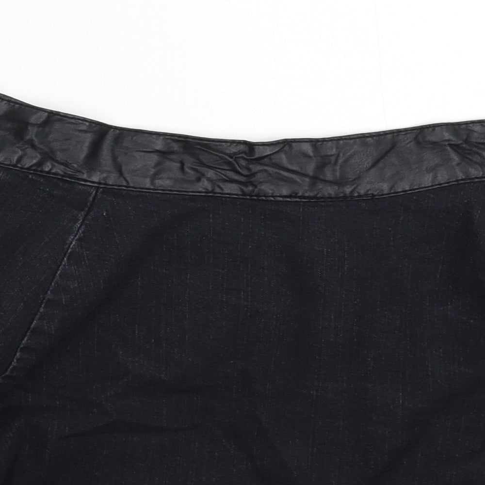 Denim & Co. Womens Black  Denim Flare Skirt Size 12