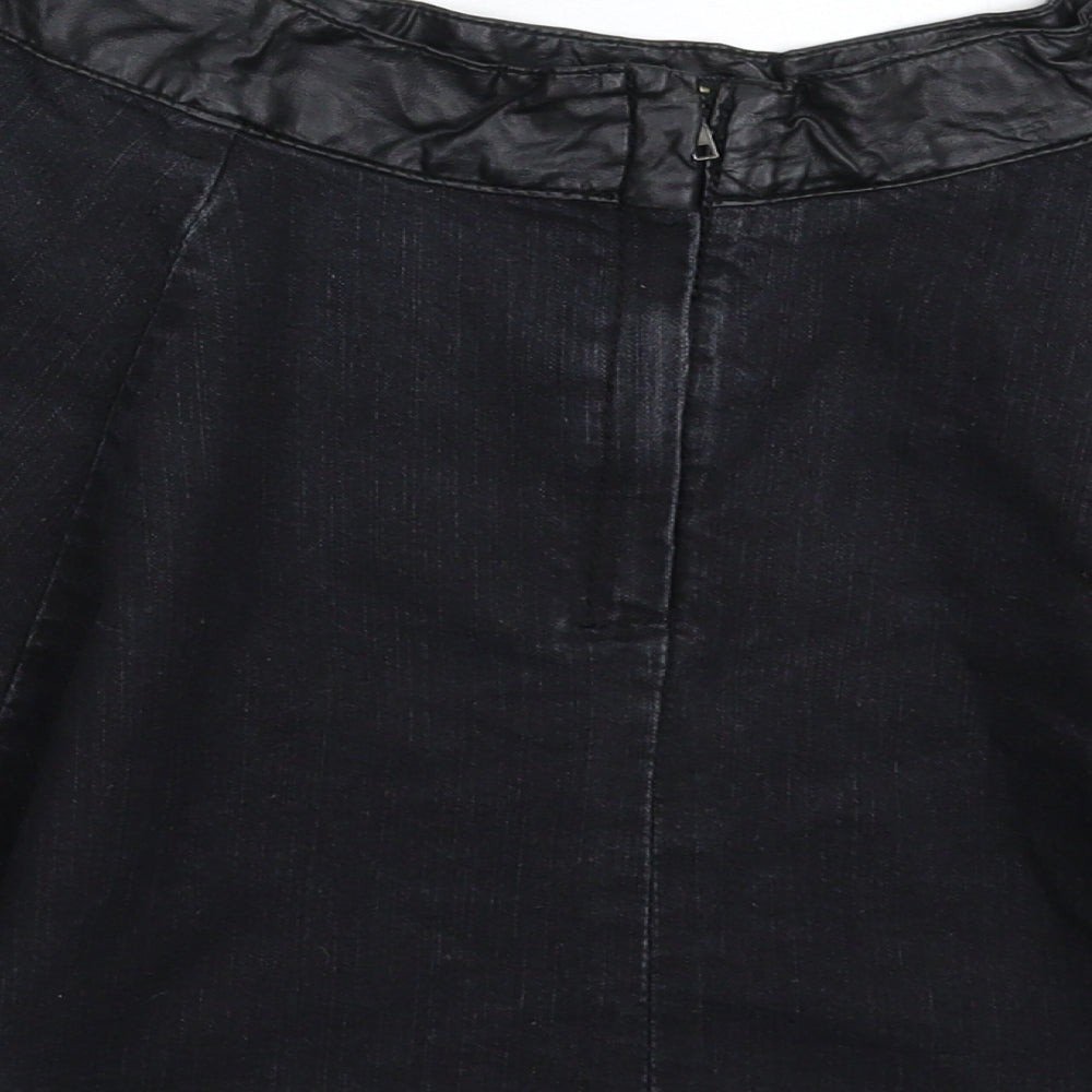 Denim & Co. Womens Black  Denim Flare Skirt Size 12