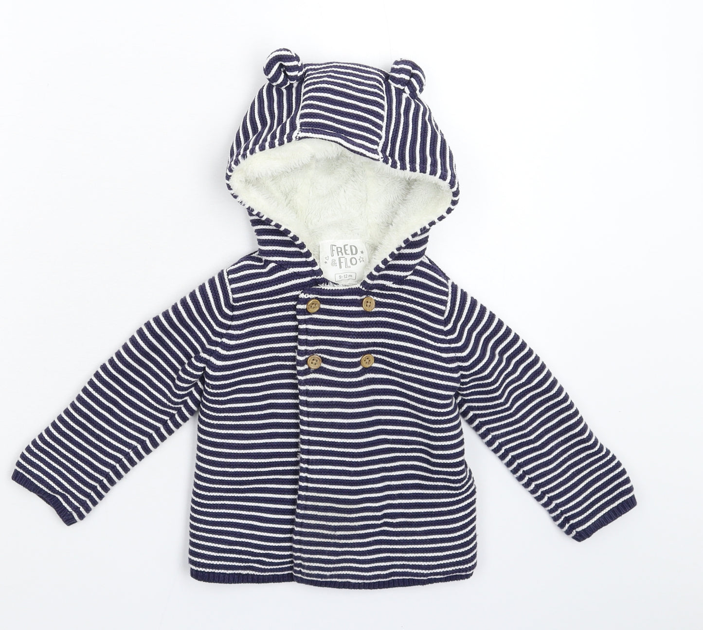 F&F Baby Blue Striped  Jacket Coat Size 9-12 Months