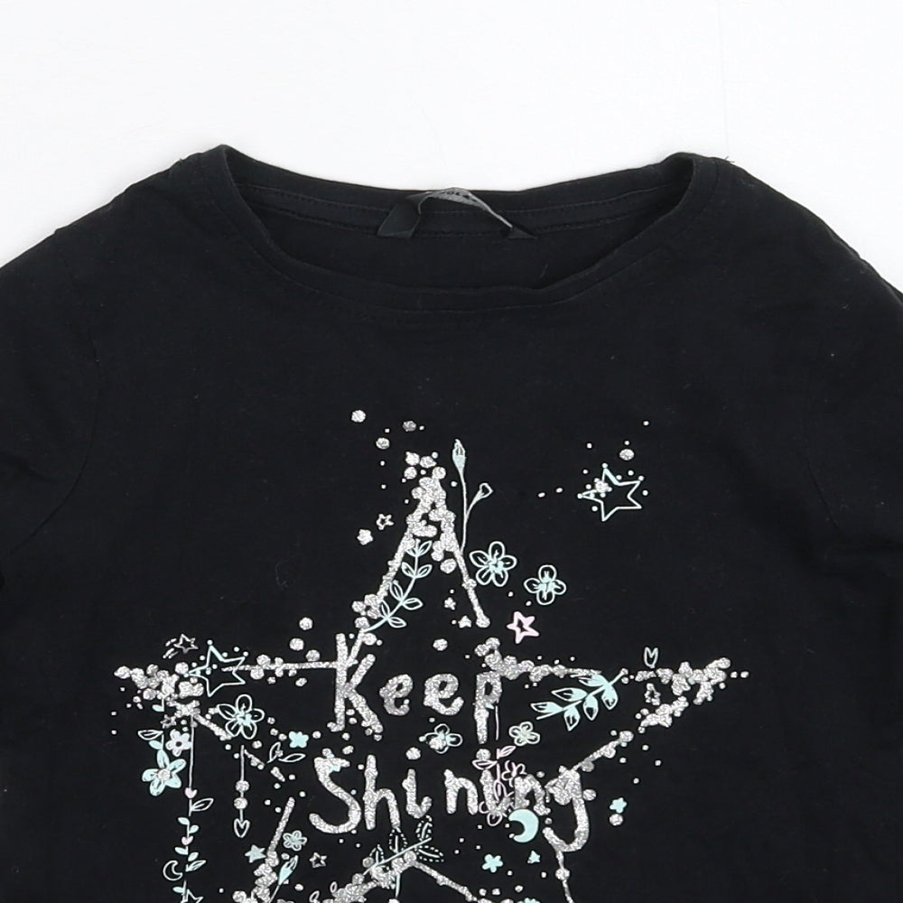 George Girls Black   Basic T-Shirt Size 5-6 Years