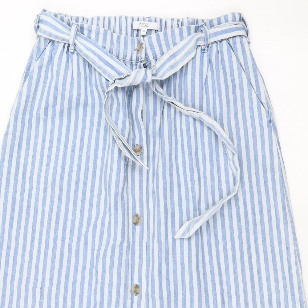 NEXT Womens Blue Striped  A-Line Skirt Size 14