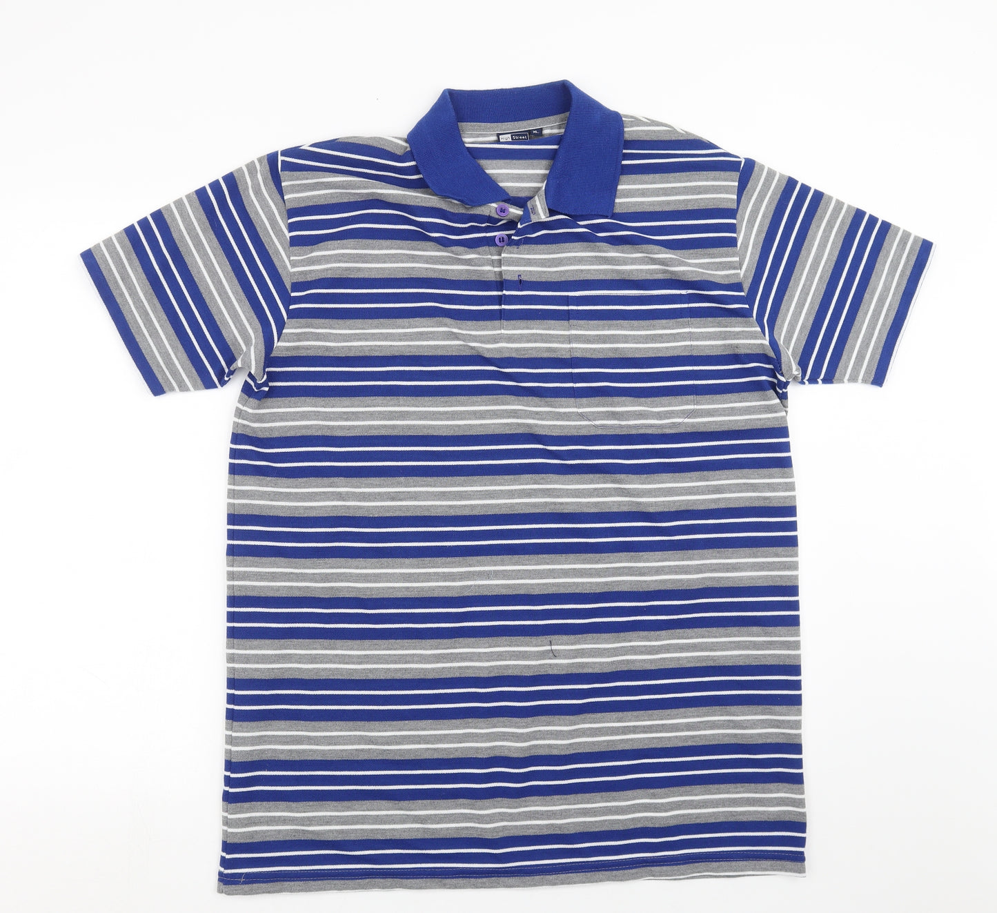 High Street Mens Blue Striped   Polo Size XL