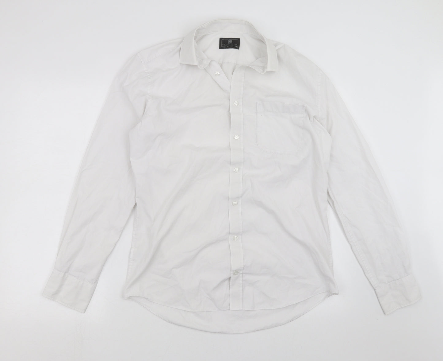 Marks and Spencer Mens White    Dress Shirt Size 15.5  - Tailored fit