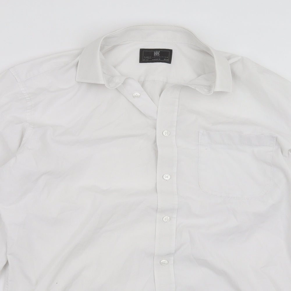 Marks and Spencer Mens White    Dress Shirt Size 15.5  - Tailored fit