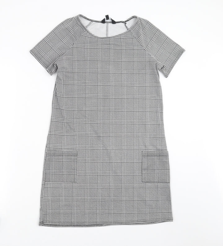 New Look Womens Black Houndstooth  T-Shirt Dress  Size 10