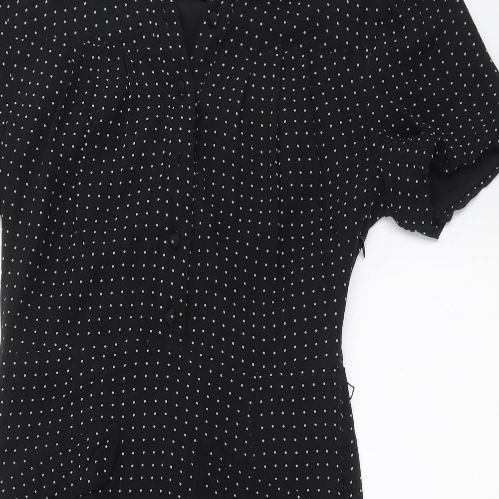 Ted Baker Womens Black Polka Dot  Shirt Dress  Size S