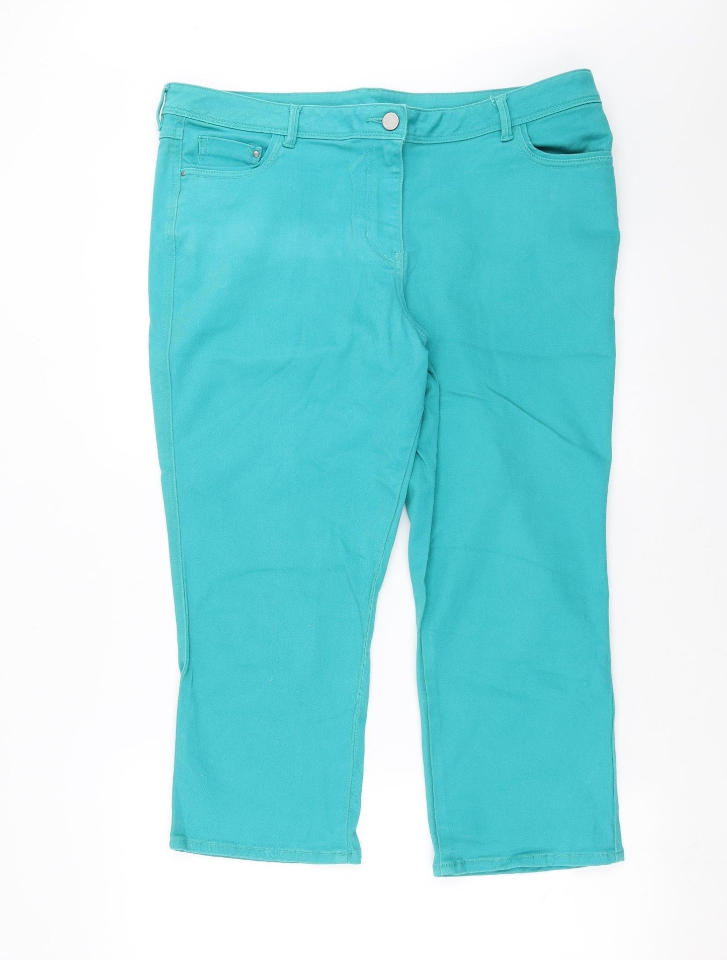 M&Co Womens Blue  Denim Cropped Jeans Size 18 L22 in