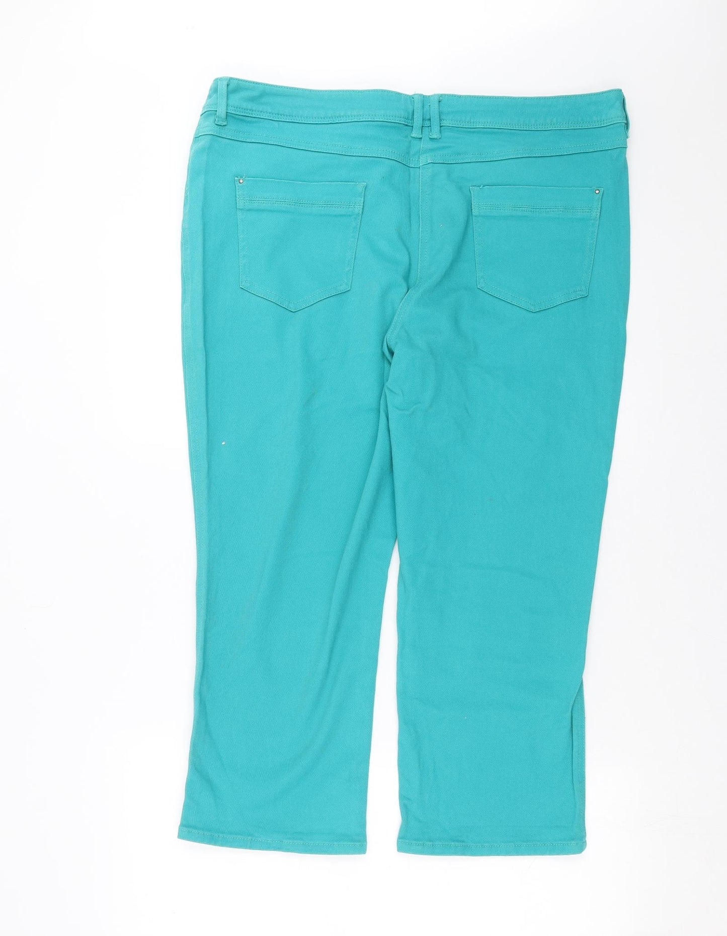 M&Co Womens Blue  Denim Cropped Jeans Size 18 L22 in