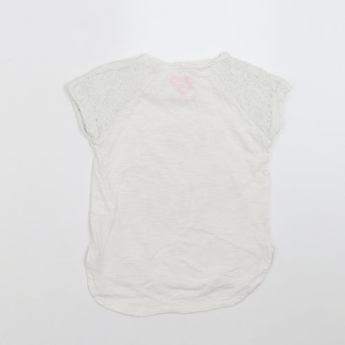 F&F Girls White   Basic T-Shirt Size 5-6 Years  - flowers, beautiful
