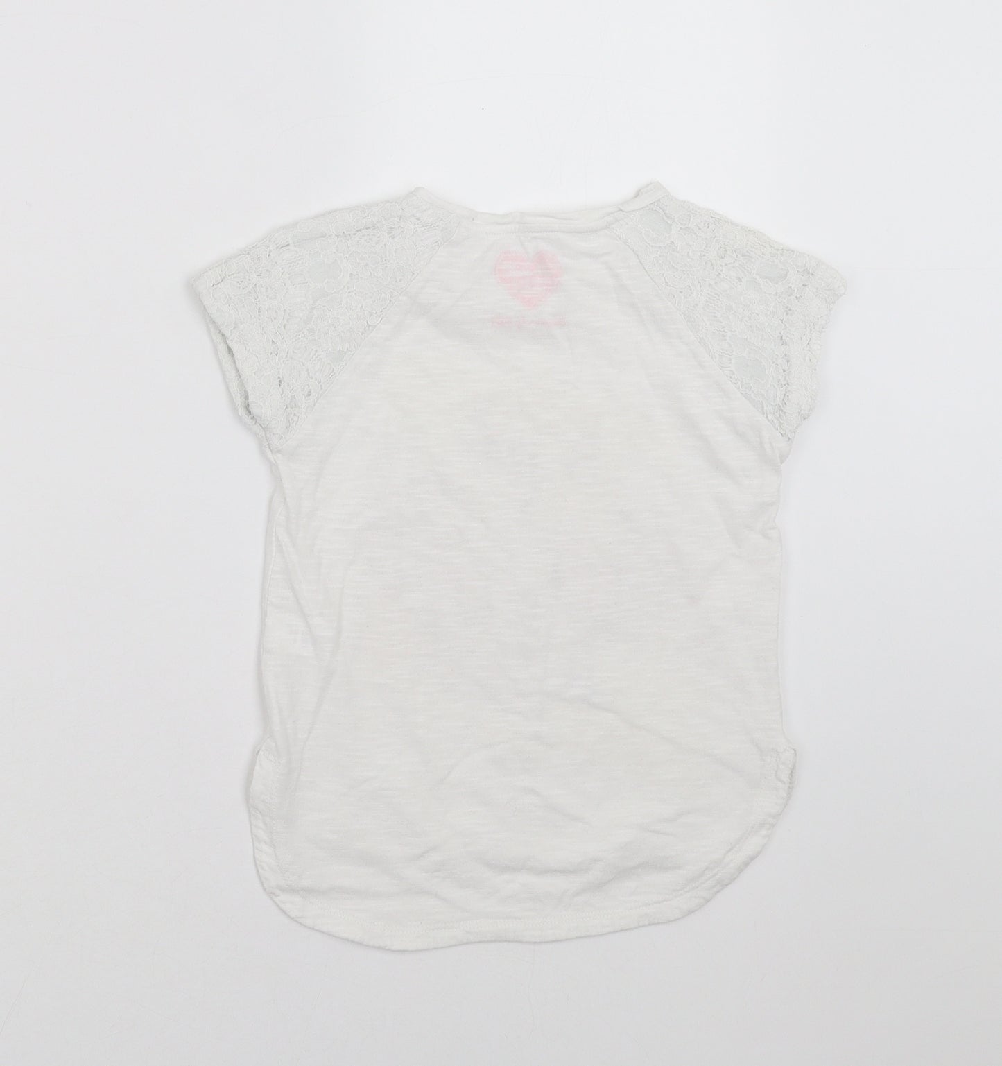 F&F Girls White   Basic T-Shirt Size 5-6 Years  - flowers, beautiful
