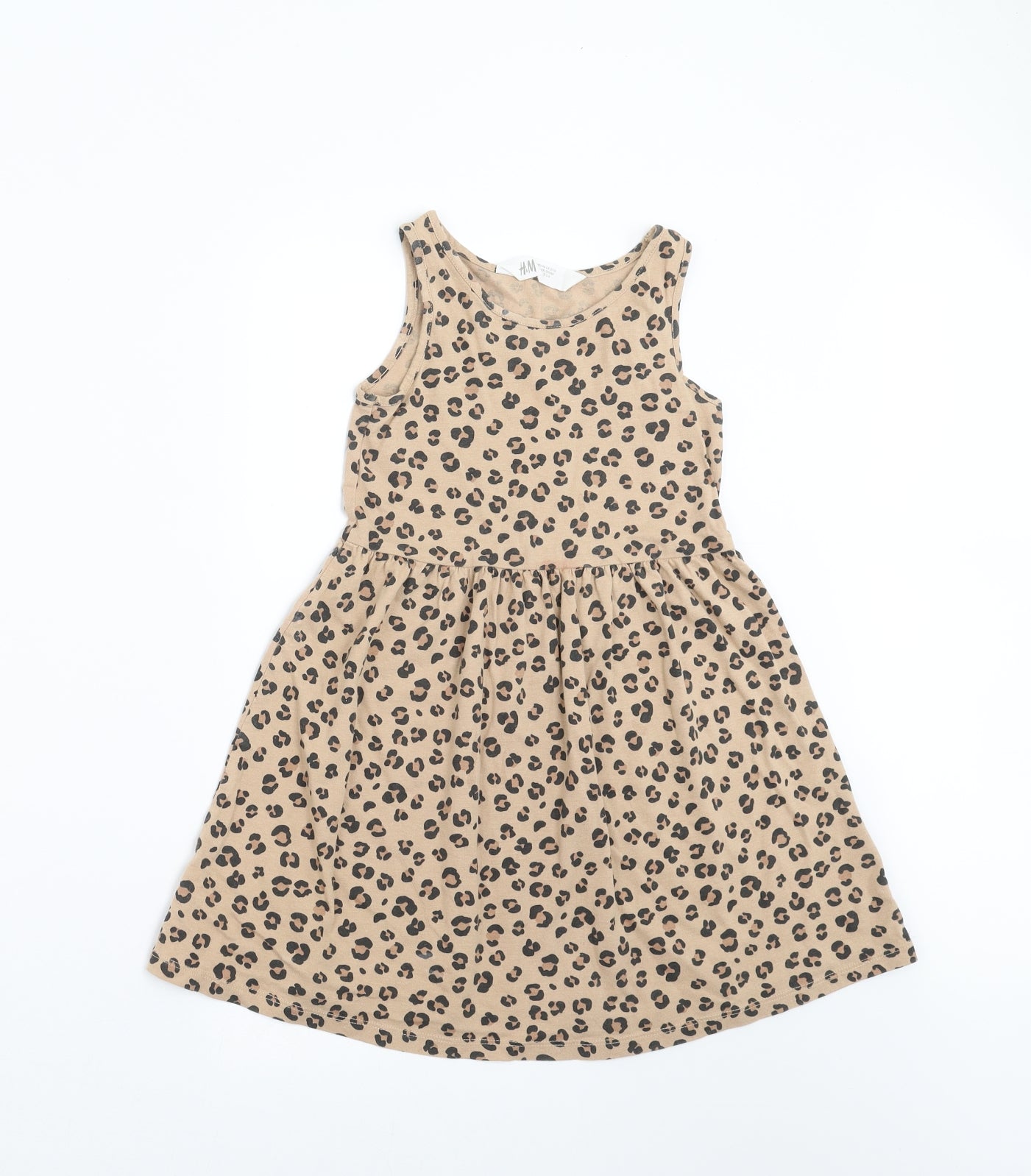 H&M Girls Beige Animal Print  Tank Dress  Size 5-6 Years