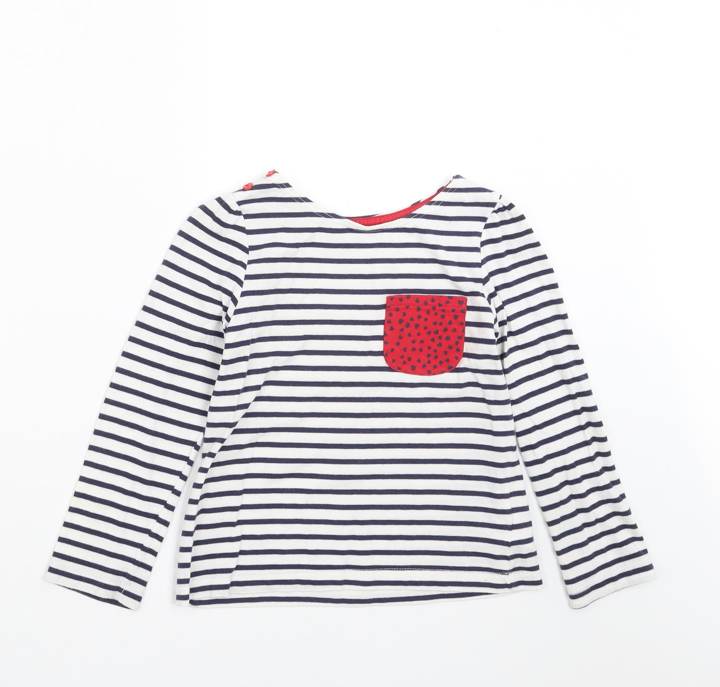 Mothercare Girls Blue Striped  Basic T-Shirt Size 5-6 Years