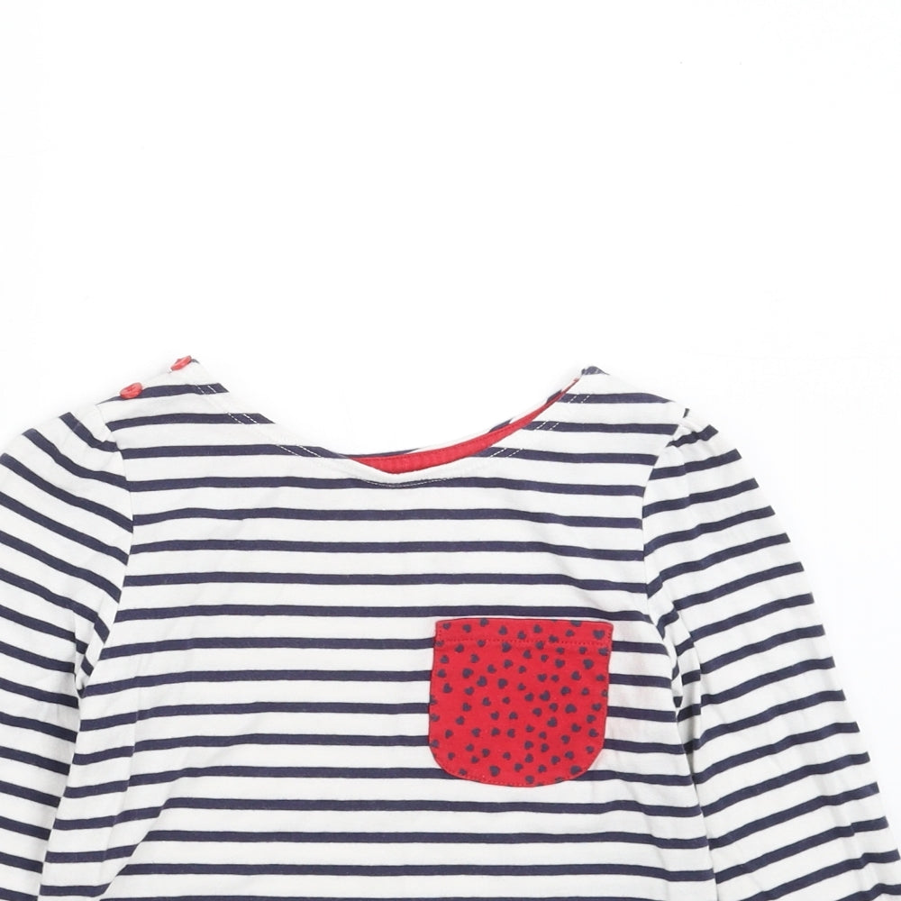 Mothercare Girls Blue Striped  Basic T-Shirt Size 5-6 Years
