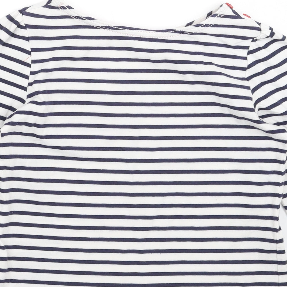 Mothercare Girls Blue Striped  Basic T-Shirt Size 5-6 Years