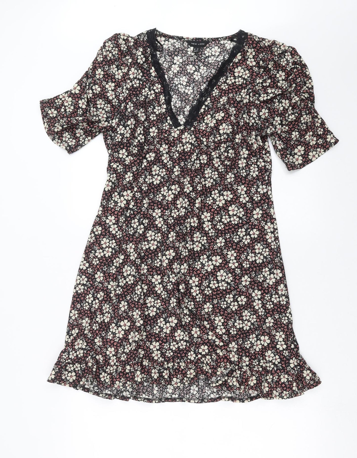 New Look Womens Black Floral  Fit & Flare  Size 16