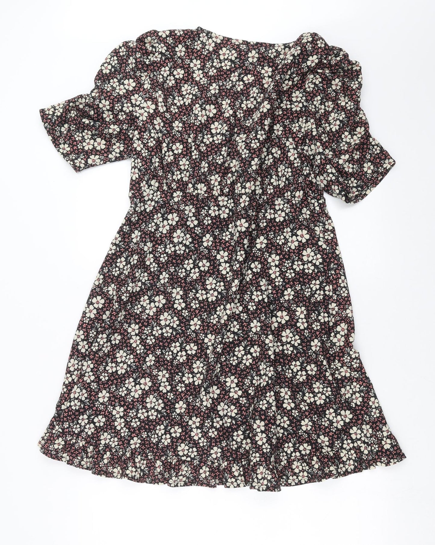 New Look Womens Black Floral  Fit & Flare  Size 16