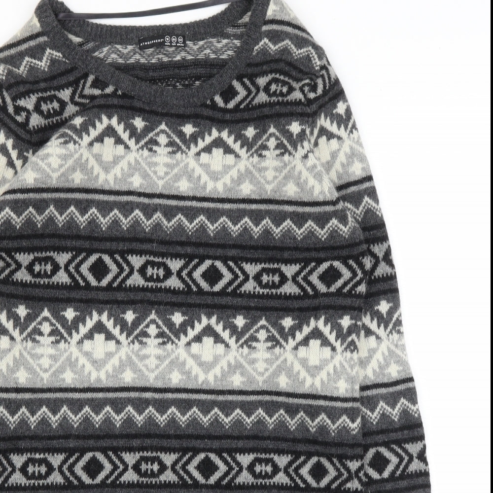 Primark Womens Grey Fair Isle  Tunic Jumper Size 16