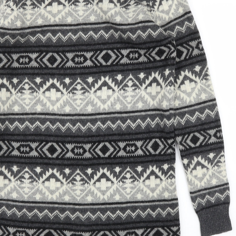 Primark Womens Grey Fair Isle  Tunic Jumper Size 16