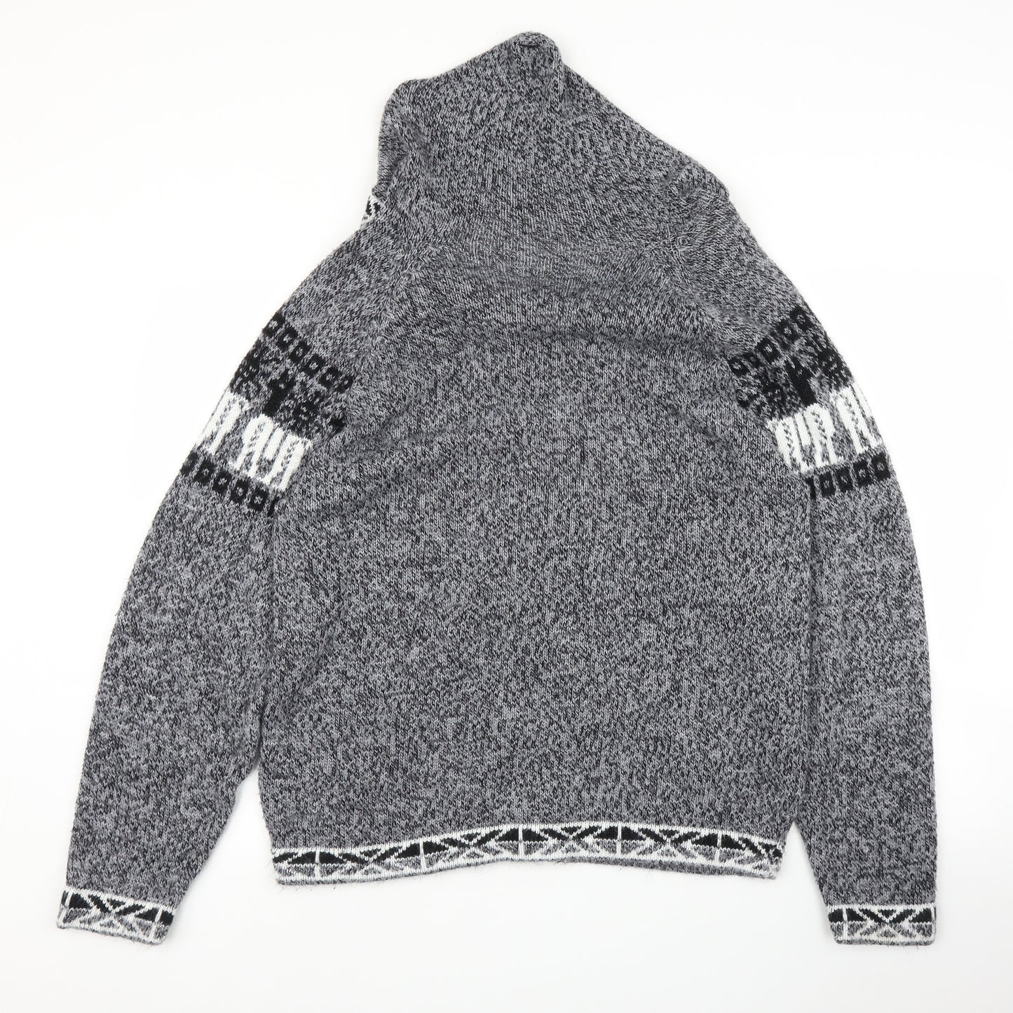 Preworn Mens Grey Fair Isle  Full Zip Hoodie Size L