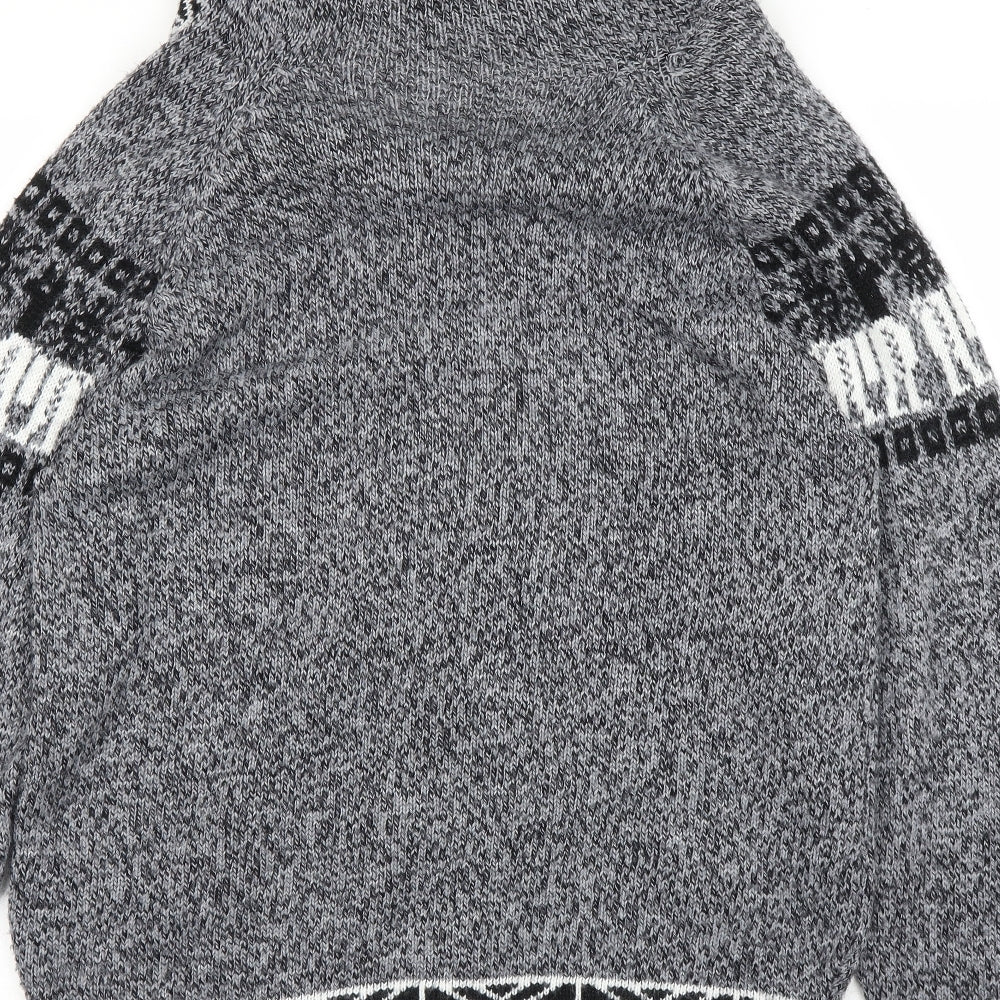 Preworn Mens Grey Fair Isle  Full Zip Hoodie Size L