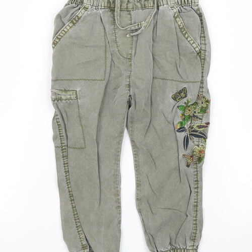 NEXT Girls Green Floral  Cargo Jeans Size 12 Months