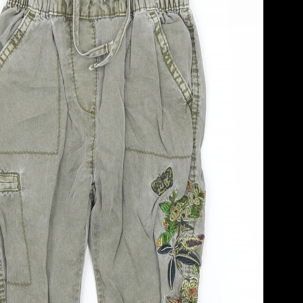 NEXT Girls Green Floral  Cargo Jeans Size 12 Months