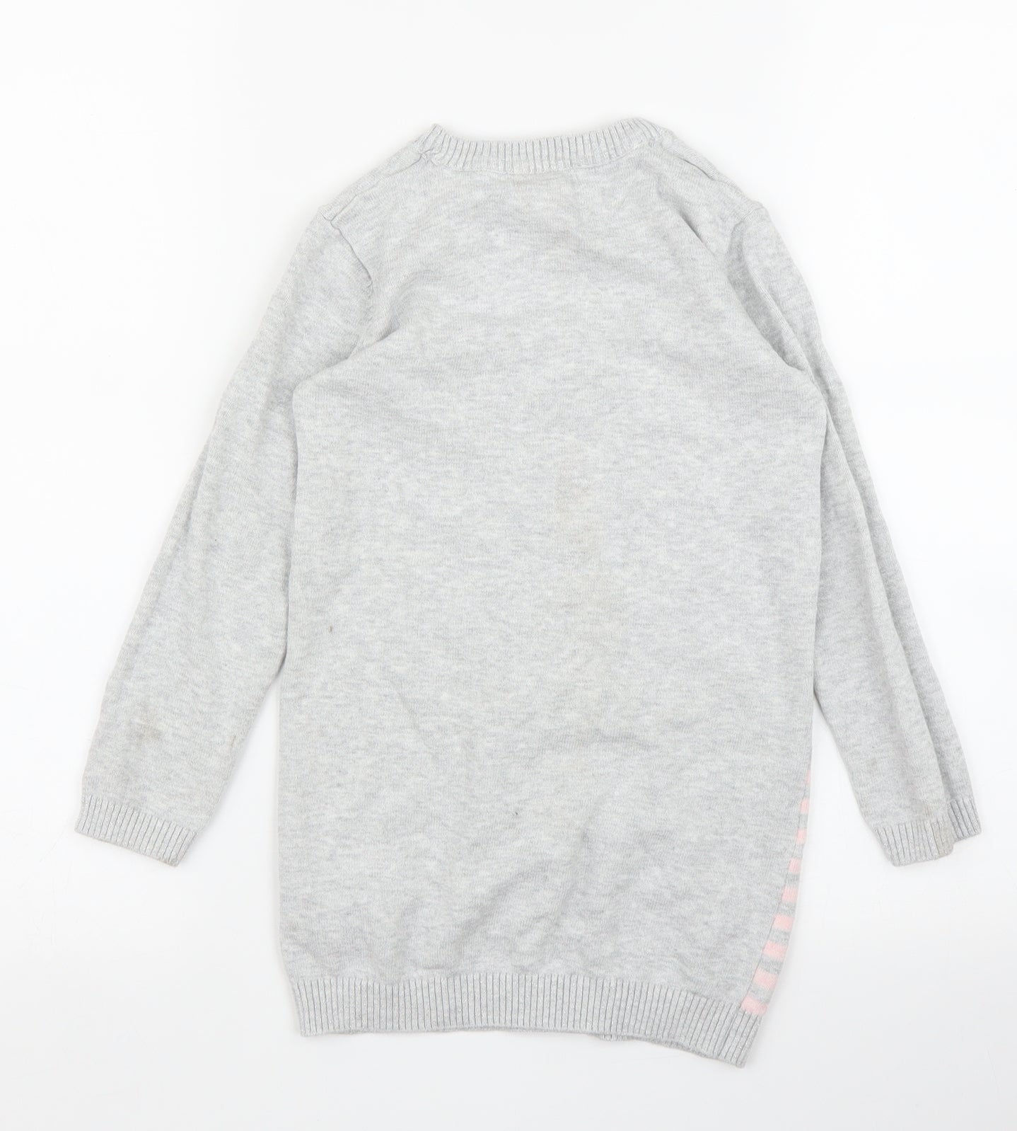 Primark Girls Grey Striped  Tunic Jumper Size 6 Years