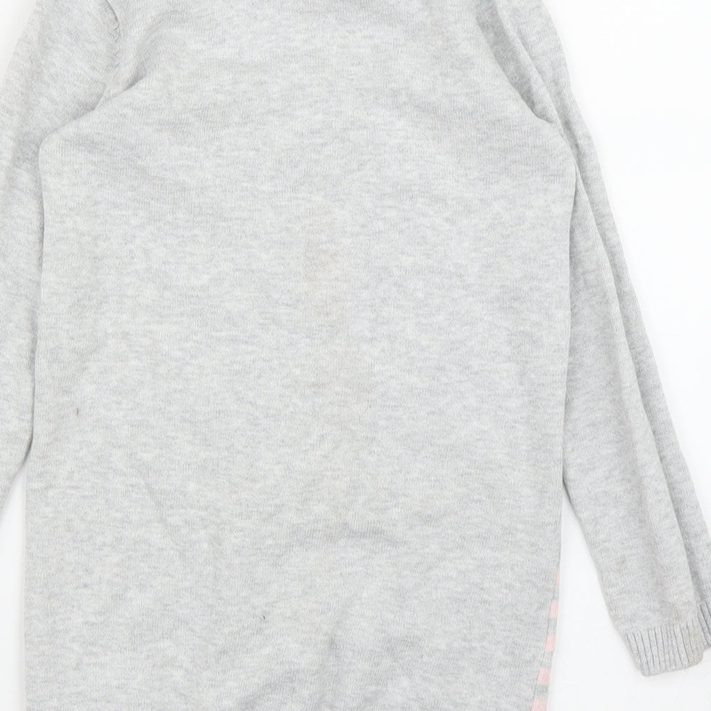 Primark Girls Grey Striped  Tunic Jumper Size 6 Years