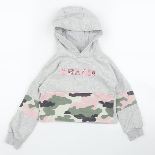 F&F Girls Grey Camouflage  Pullover Hoodie Size 5 Years